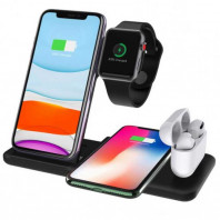 Беспроводная зарядка стенд Smart 4 in 1 Fast 15W (black)